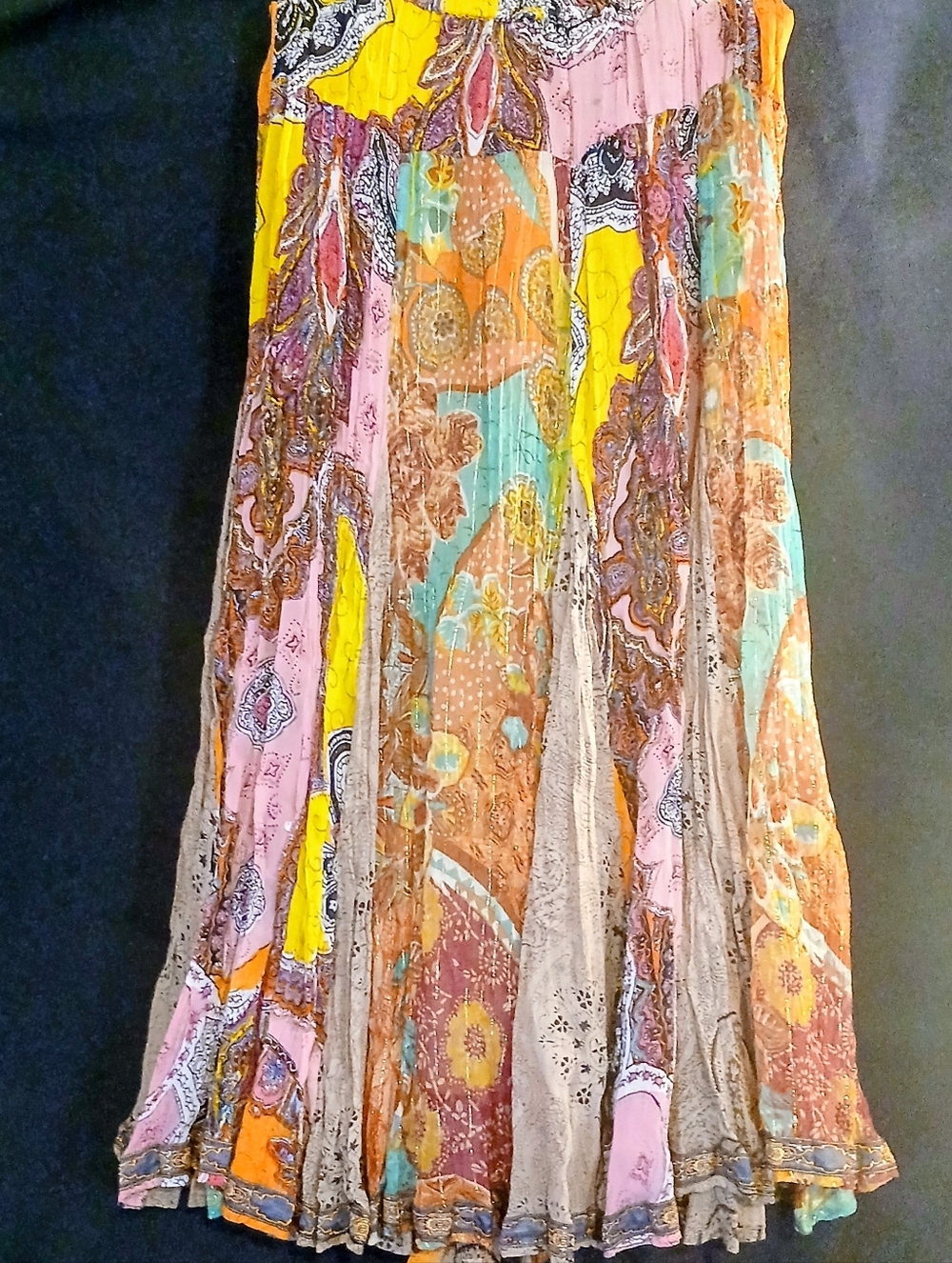 Boston Proper Patchwork Bohemian  Maxi Skirt Sz M Hippie Granola GIRL  Y2K SKIRT